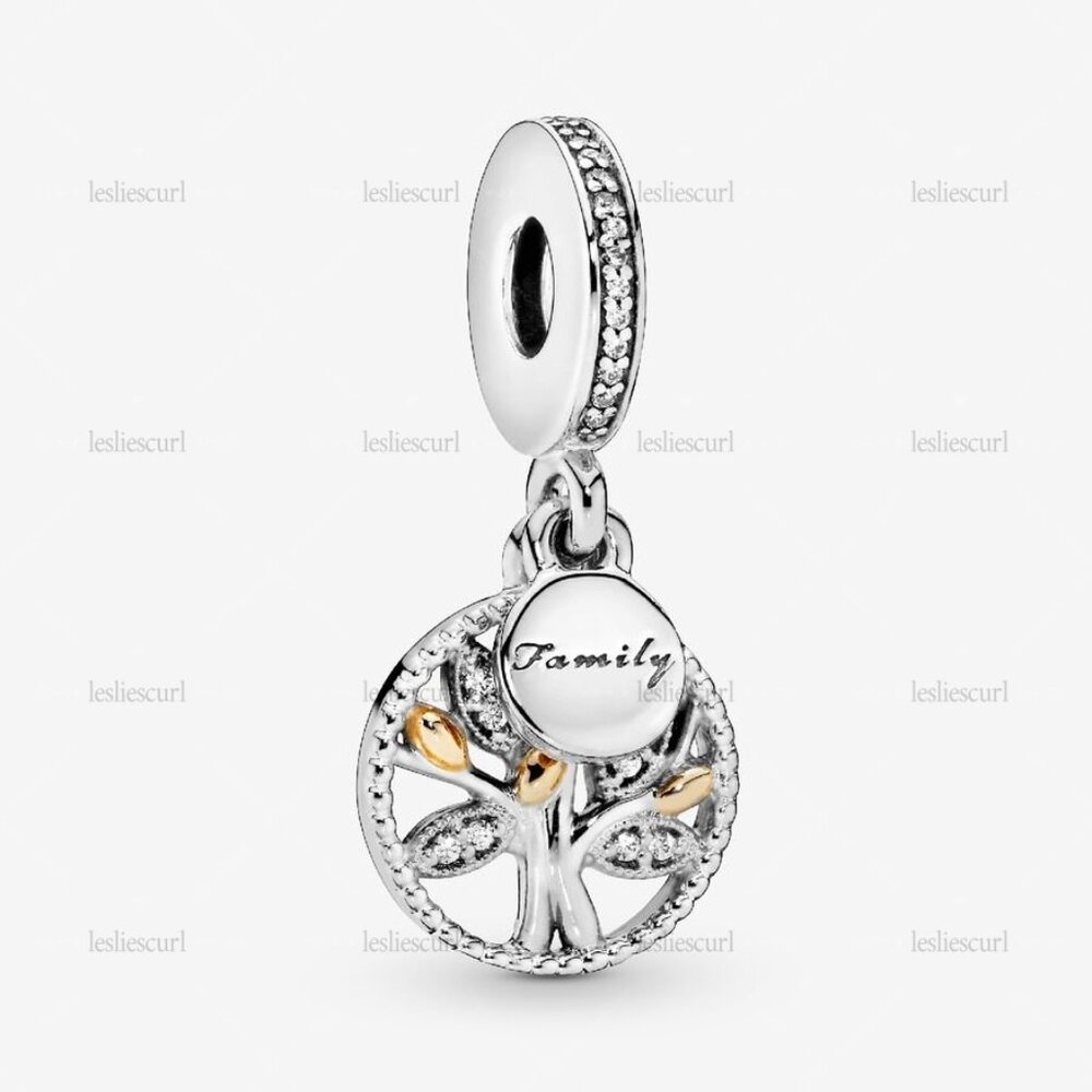 Pandora Family Heritage Dangle Charm with Cubic Zirconia|Two-tone